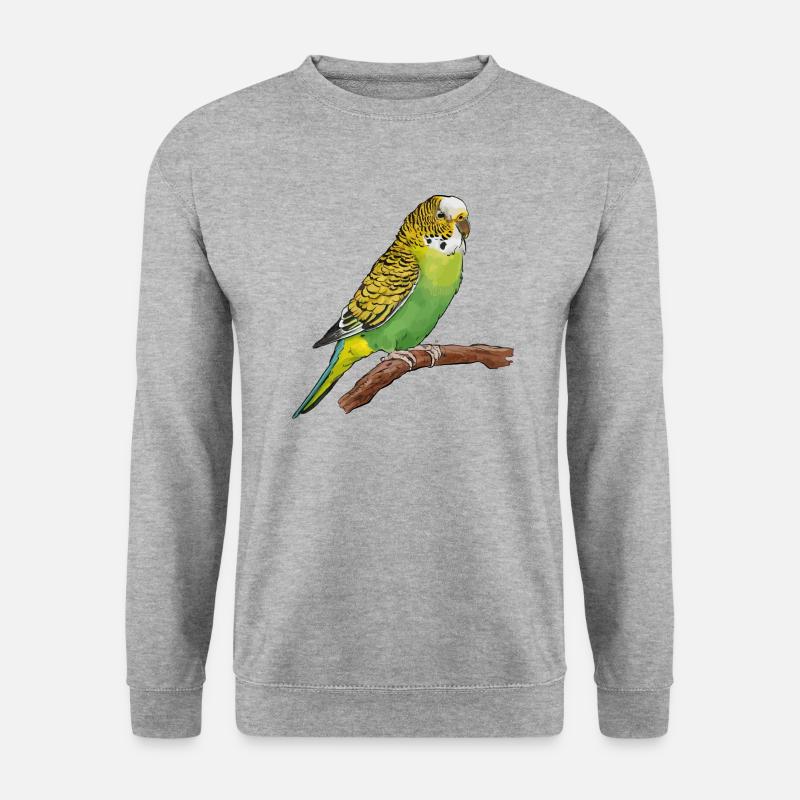 süßer niedlicher Wellensittich - Unisex Pullover - Weißgrau meliert