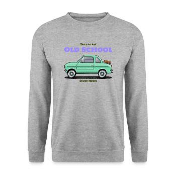 OLD Classic Car Lovers i love my car - Unisex Pullover - Weißgrau meliert - Vorne - Alina (178cm) & Michal (187cm)