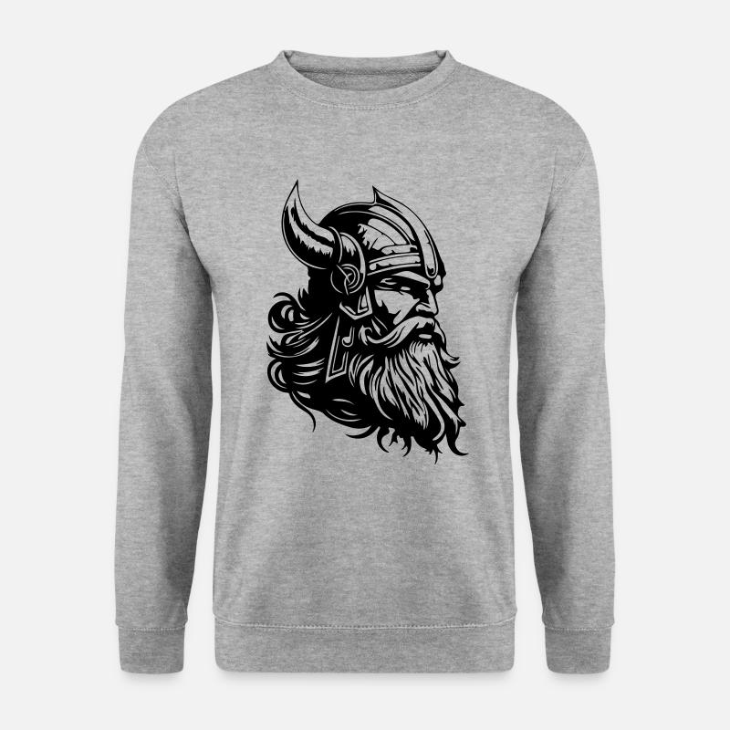 Wikinger Kopf Krieger Viking - Unisex Pullover - Weißgrau meliert