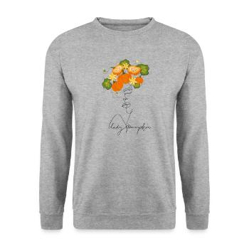 Lady Pumpkin Lineart Design orange - Unisex Sweatshirt - salt & pepper - Front - Alina (178cm) & Michal (187cm)