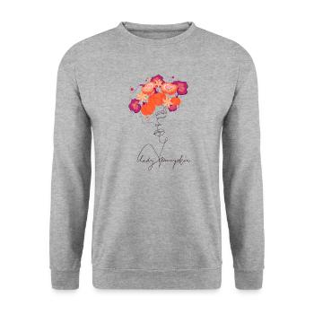 Lady Pumpkin Lineart Design - Sweat-shirt Unisexe - gris chiné - Devant - Alina (178cm) & Michal (187cm)