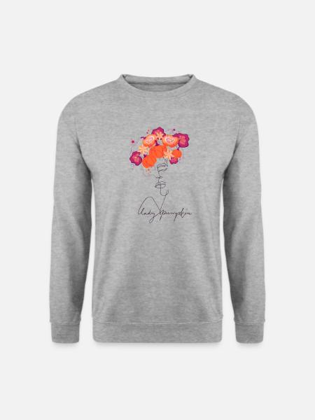 Lady Pumpkin Lineart Design - Unisex Pullover - Weißgrau meliert