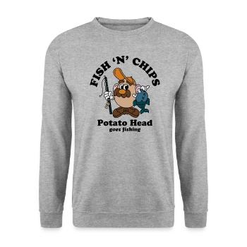 Mr. Potato Head Fish "N" Chips - Sweat-shirt Unisexe - gris chiné - Devant - Alina (178cm) & Michal (187cm)