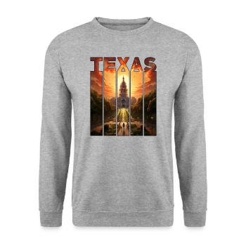 Texas Motif Horse Rides Into The Sunset - Unisex Sweatshirt - salt & pepper - Front - Alina (178cm) & Michal (187cm)