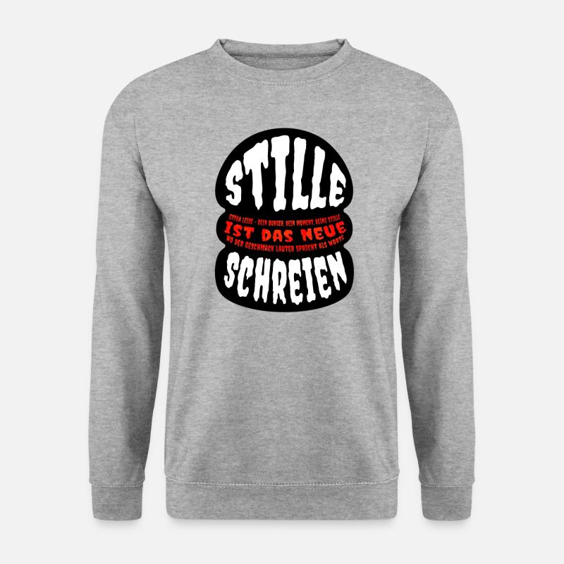Greasy Burger - Stille ist das neue Schreien - Unisex Pullover - Weißgrau meliert