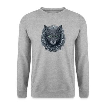 Totem of the Cat - Unisex Sweatshirt - salt & pepper - Front - Alina (178cm) & Michal (187cm)