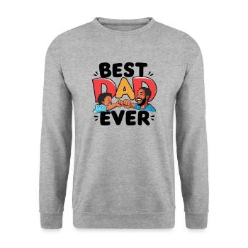 Bester Papa der Welt zum Vatertag oder Geburtstag - Unisex Pullover - Weißgrau meliert - Vorne - Alina (178cm) & Michal (187cm)