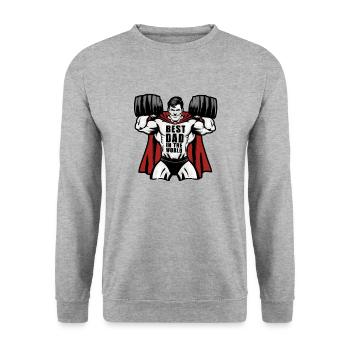 Bester Papa der Welt zum Vatertag Geburtstag - Unisex Pullover - Weißgrau meliert - Vorne - Alina (178cm) & Michal (187cm)