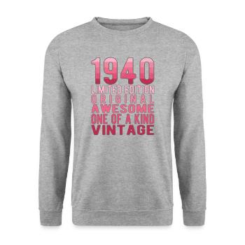 Limited Edition Since 1940 Birthday Vintage 1940's - Unisex Sweatshirt - salt & pepper - Front - Alina (178cm) & Michal (187cm)