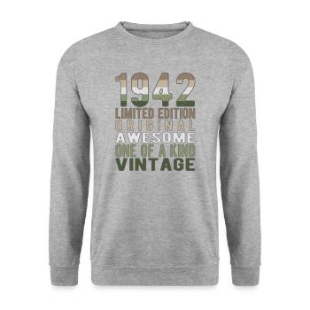 Limited Edition seit 1942 Geburtstag Vintage 1942 - Unisex Pullover - Weißgrau meliert - Vorne - Alina (178cm) & Michal (187cm)