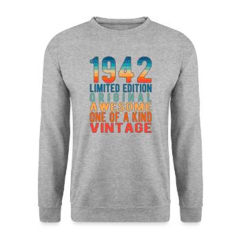 Limited Edition seit 1942 Geburtstag Vintage 1942 - Unisex Pullover - Weißgrau meliert - Vorne - Alina (178cm) & Michal (187cm)