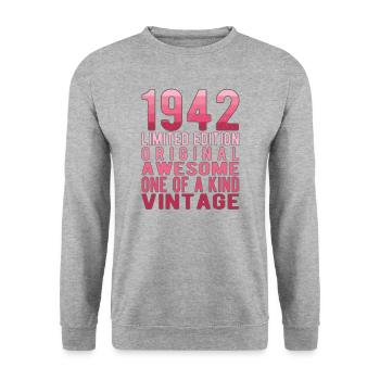 Limited Edition seit 1942 Geburtstag Vintage 1942 - Unisex Pullover - Weißgrau meliert - Vorne - Alina (178cm) & Michal (187cm)