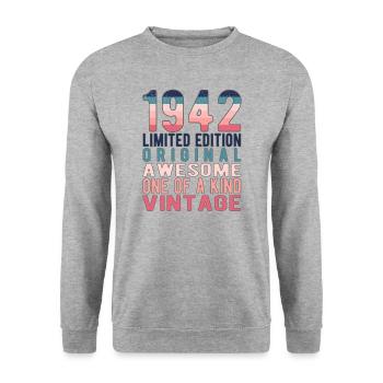 Limited Edition seit 1942 Geburtstag Vintage 1942 - Unisex Pullover - Weißgrau meliert - Vorne - Alina (178cm) & Michal (187cm)