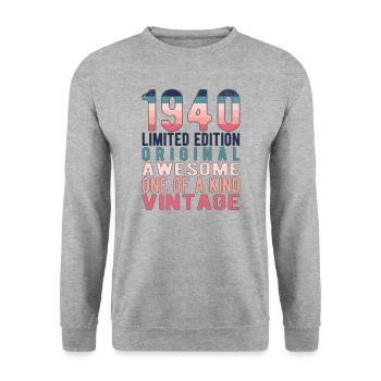 Limited Edition Since 1940 Birthday Vintage 1940's - Unisex Sweatshirt - salt & pepper - Front - Alina (178cm) & Michal (187cm)