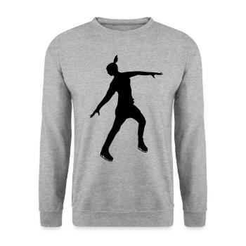 Eiskunstläuferin in stabiler Pose - Unisex Pullover - Weißgrau meliert - Vorne - Alina (178cm) & Michal (187cm)