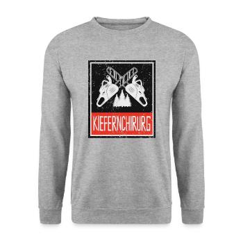 Lumberjack Kiefernchirurg Kettensäge - Unisex Pullover - Weißgrau meliert - Vorne - Alina (178cm) & Michal (187cm)