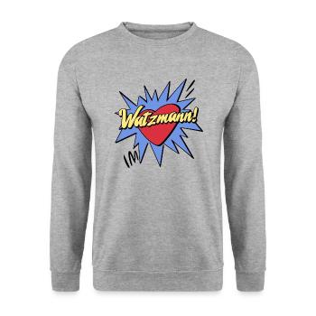 Berg Watzmann Gipfelgrüße popige trendige Bergmode - Unisex Pullover - Weißgrau meliert - Vorne - Alina (178cm) & Michal (187cm)