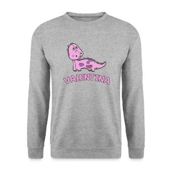 Dinosaure enfant drôle Valentina cadeau naissance - Sweat-shirt Unisexe - gris chiné - Devant - Alina (178cm) & Michal (187cm)