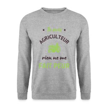 I'm a farmer humor tractor farming - Unisex Sweatshirt - salt & pepper - Front - Alina (178cm) & Michal (187cm)