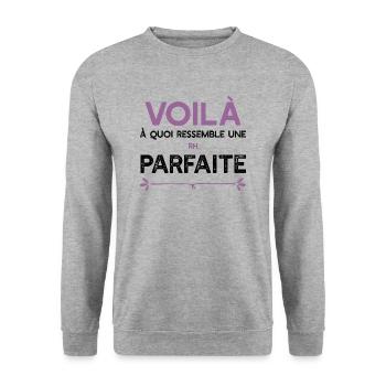 Une RH parfaite cadeau - Sweat-shirt Unisexe - gris chiné - Devant - Alina (178cm) & Michal (187cm)