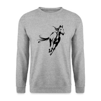 Cheval, tête, tête de cheval, équitation, silhouette, crinière - Sweat-shirt Unisexe - gris chiné - Devant - Alina (178cm) & Michal (187cm)