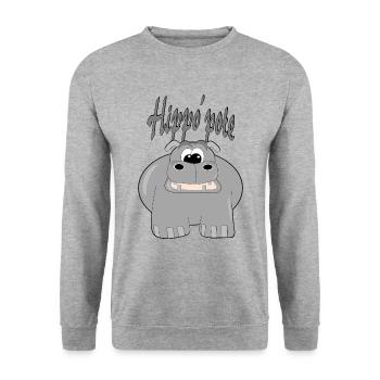 Hippo pote - Sweat-shirt Unisexe - gris chiné - Devant - Alina (178cm) & Michal (187cm)