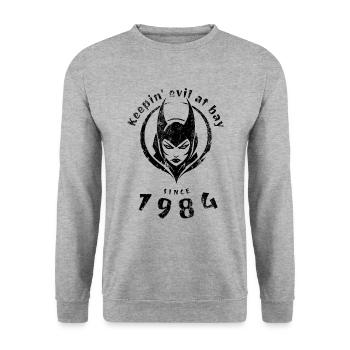 40th Birthday Keepin evil at bay since 1984 - Unisex Sweatshirt - salt & pepper - Front - Alina (178cm) & Michal (187cm)