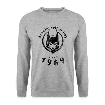 55. Geburtstag Keepin evil at bay since 1969 - Unisex Sweatshirt - salt & pepper - Front - Alina (178cm) & Michal (187cm)