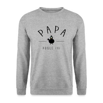 papa poule - Sweat-shirt Unisexe - gris chiné - Devant - Alina (178cm) & Michal (187cm)