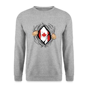 Kanada Flagge Ahornblatt Kanadische Fahne Canada - Unisex Pullover - Weißgrau meliert - Vorne - Alina (178cm) & Michal (187cm)