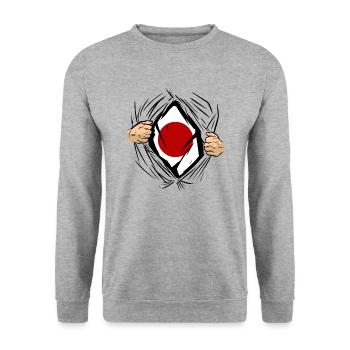 Japan Flag Used Look Nihon Japanese Flag - Unisex Sweatshirt - salt & pepper - Front - Alina (178cm) & Michal (187cm)