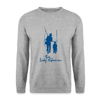 Father and son fishing - Unisex Sweatshirt - salt & pepper - Front - Alina (178cm) & Michal (187cm)