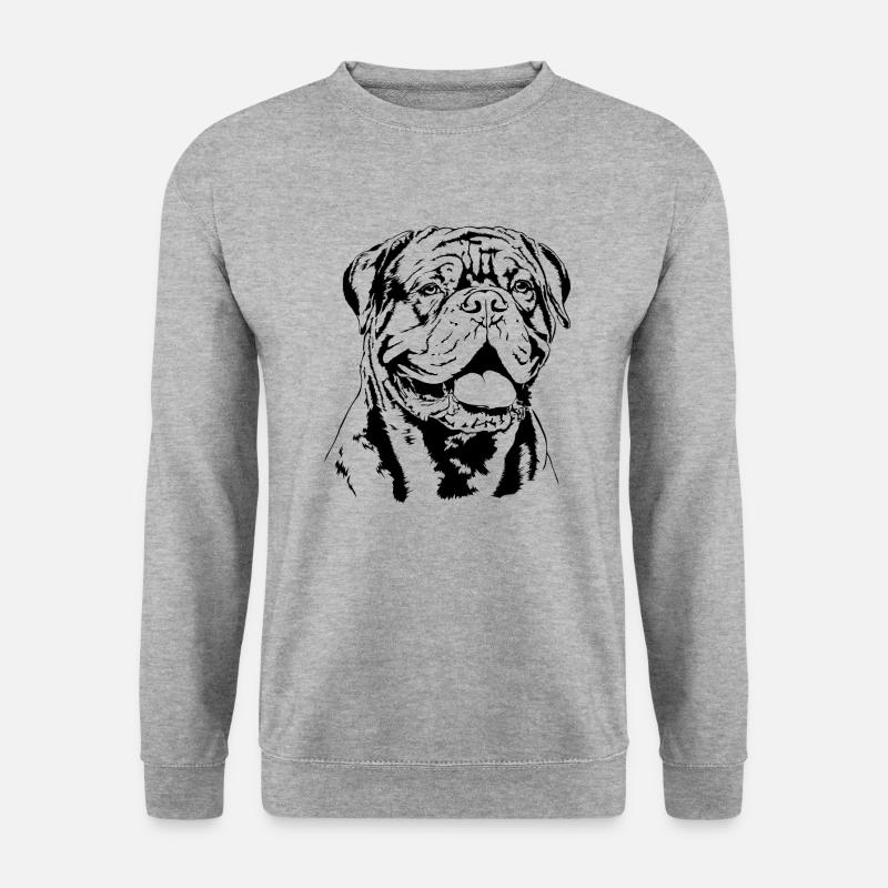 DOUGE DE BORDEAUX Portrait Hunde Hund Wilsigns - Unisex Pullover - Weißgrau meliert