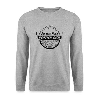 Sei wie Holz verzieh dich - Unisex Pullover - Weißgrau meliert - Vorne - Alina (178cm) & Michal (187cm)