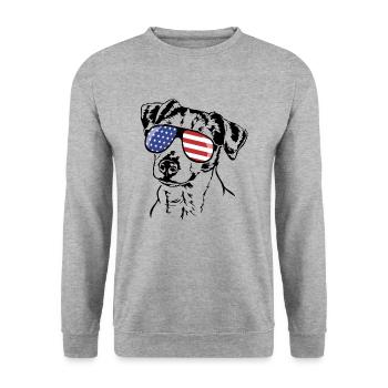 JACK RUSSELL TERRIER America Flag Sunglasses - Unisex Sweatshirt - salt & pepper - Front - Alina (178cm) & Michal (187cm)