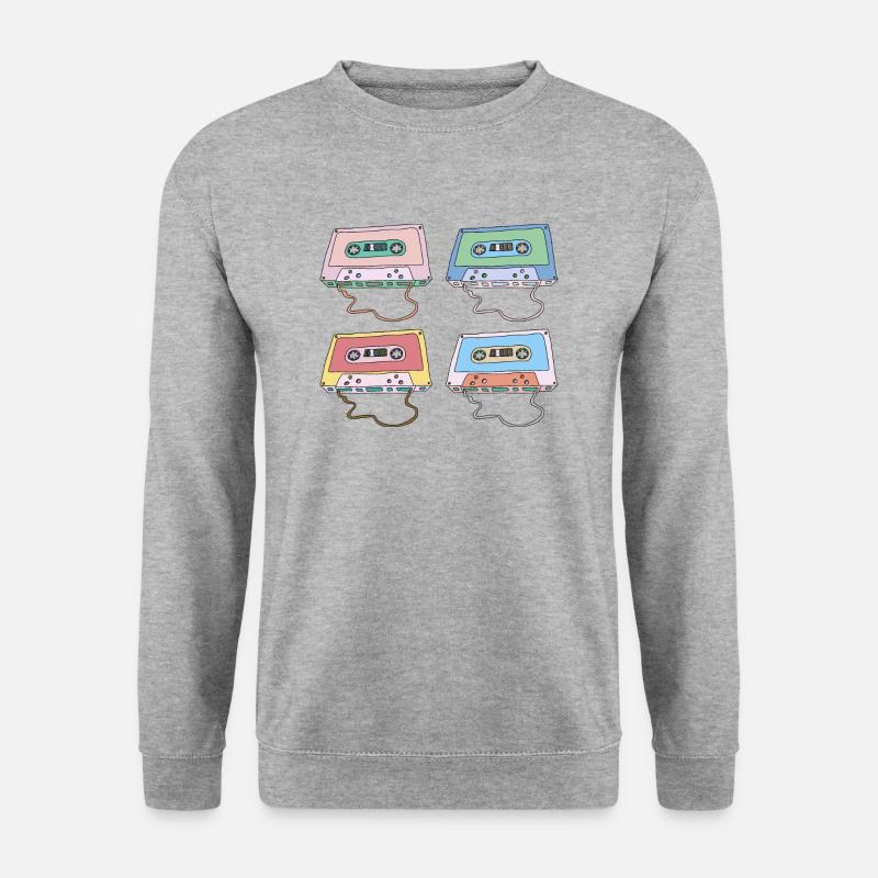Musikkassette Compact Cassette Magnettonband Retro - Unisex Pullover - Weißgrau meliert