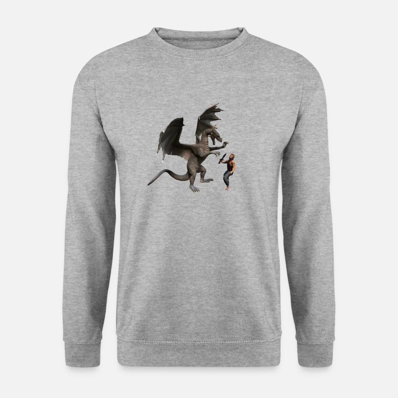 Drache - Unisex Pullover - Weißgrau meliert
