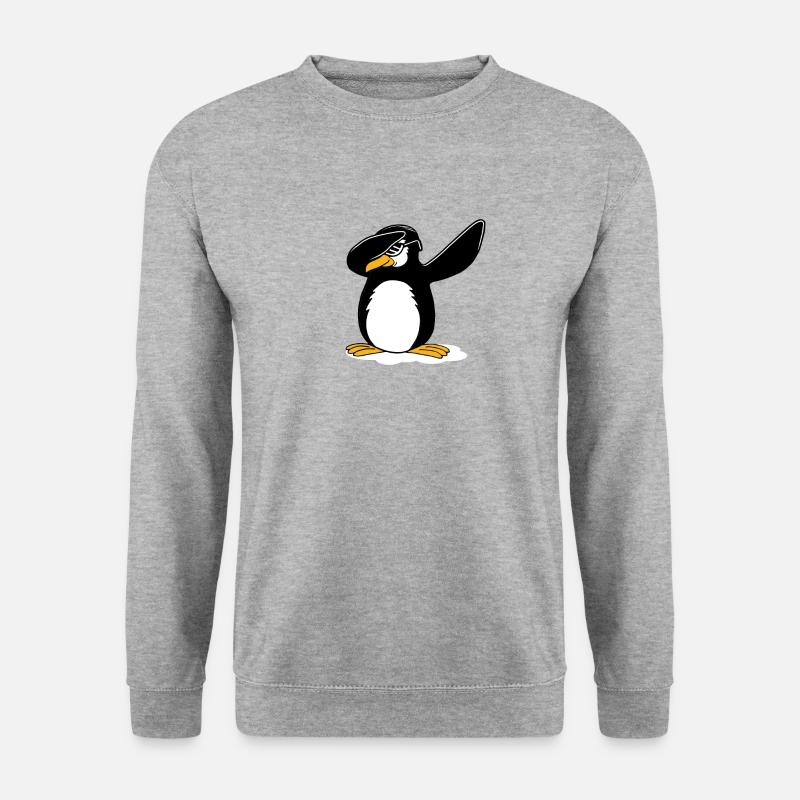 Dabbing Pinguin Funny Dance Geschenk - Unisex Pullover - Weißgrau meliert
