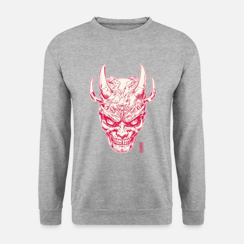 Oni Mask - Unisex Pullover - Weißgrau meliert