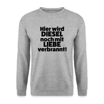 Here, diesel is still burned with love - Unisex Sweatshirt - salt & pepper - Front - Alina (178cm) & Michal (187cm)
