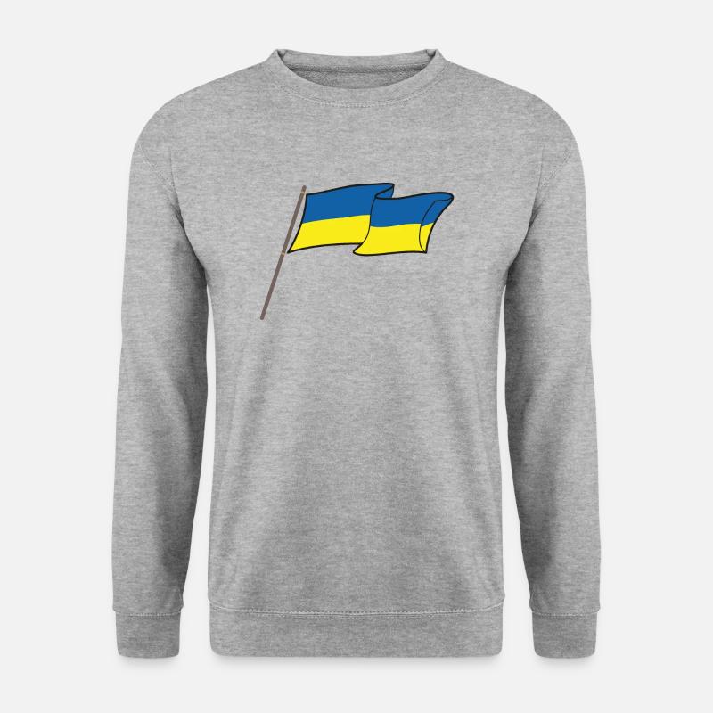 Ukraine Flagge - Unisex Pullover - Weißgrau meliert