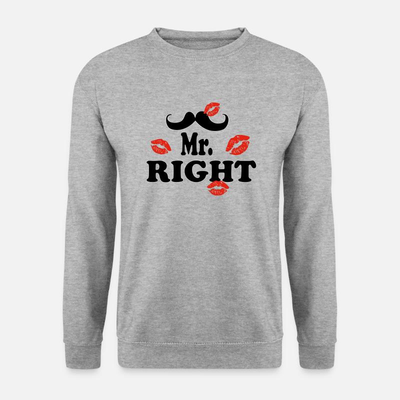 mr. right - Unisex Pullover - Weißgrau meliert