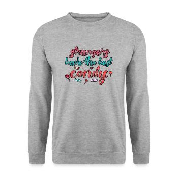 Fremde haben die besten Süßigkeiten - Unisex Pullover - Weißgrau meliert - Vorne - Alina (178cm) & Michal (187cm)