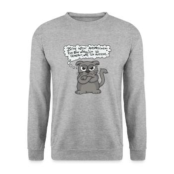 Genervte Katze - Nicht ansprechen! - Unisex Pullover - Weißgrau meliert - Vorne - Alina (178cm) & Michal (187cm)