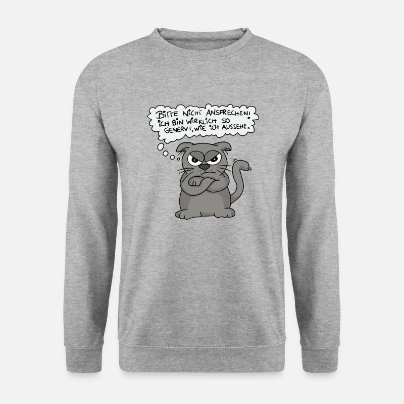 Genervte Katze - Nicht ansprechen! - Unisex Pullover - Weißgrau meliert