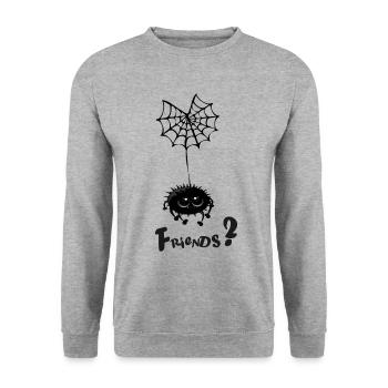 Spider svg - Unisex Pullover - Weißgrau meliert - Vorne - Alina (178cm) & Michal (187cm)