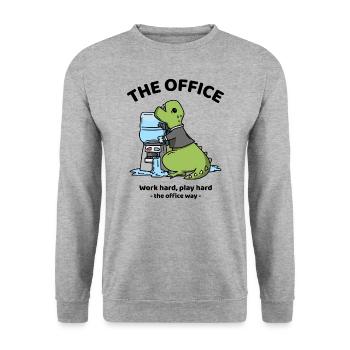 Work hard, play hard - the office way - The office - Unisex Pullover - Weißgrau meliert - Vorne - Alina (178cm) & Michal (187cm)