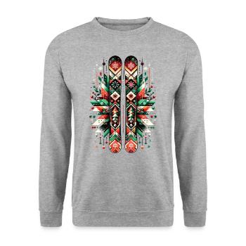 Christmas skis Christmas on the ski slopes - Unisex Sweatshirt - salt & pepper - Front - Alina (178cm) & Michal (187cm)