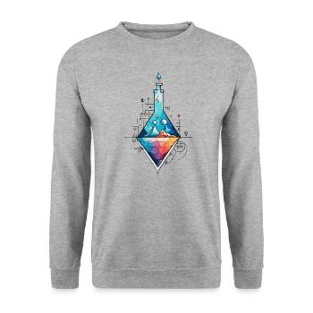 Harmonische Geometrie vereint sich mit Farbspiel - Unisex Pullover - Weißgrau meliert - Vorne - Alina (178cm) & Michal (187cm)