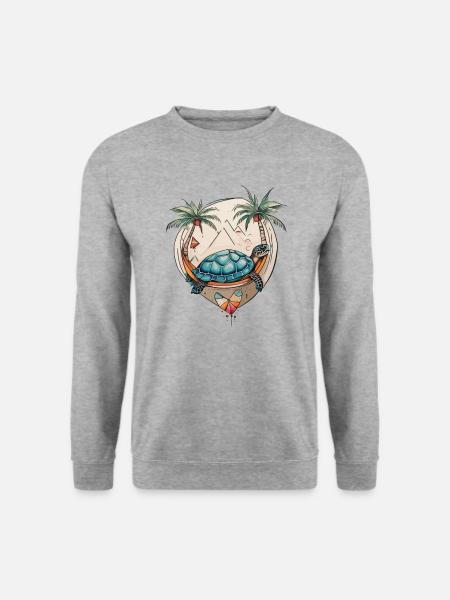 Tropische Schildkröten Idylle Pures Urlaubsfeeling - Unisex Pullover - Weißgrau meliert